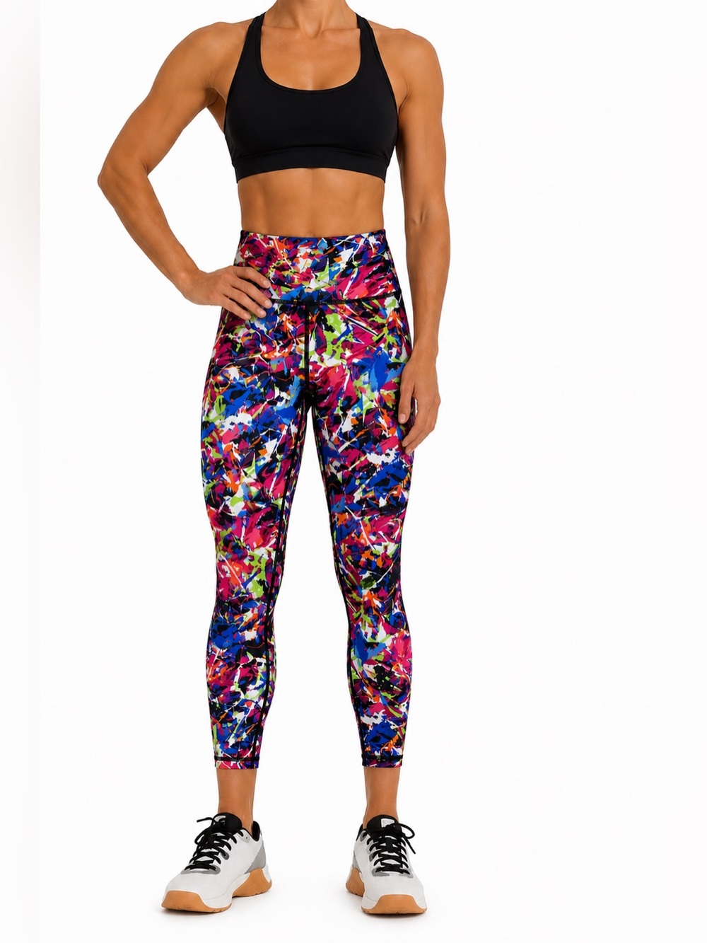 TYR Compression Capri Leggings Multicolor Abstract Print High Rise NWOT Size S